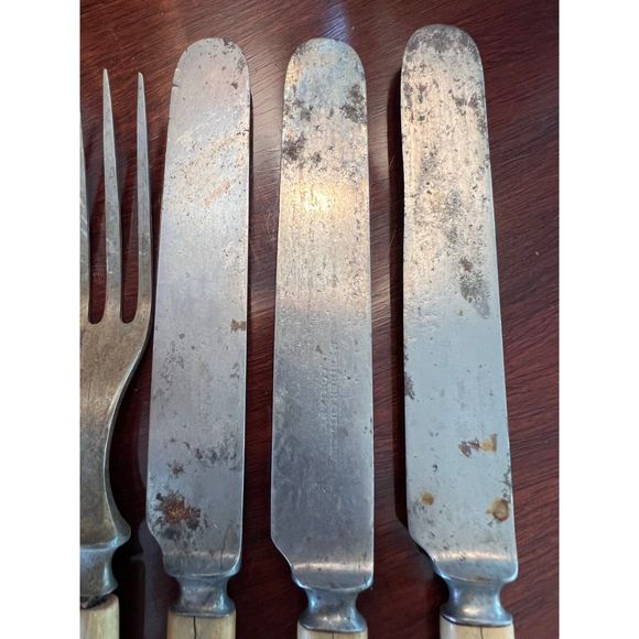 Vintage Antique Fork and Knife Set Primitive Kitchen - Picture 9 of 11